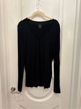 Majestic Black V-Neck Long Sleeve Tee